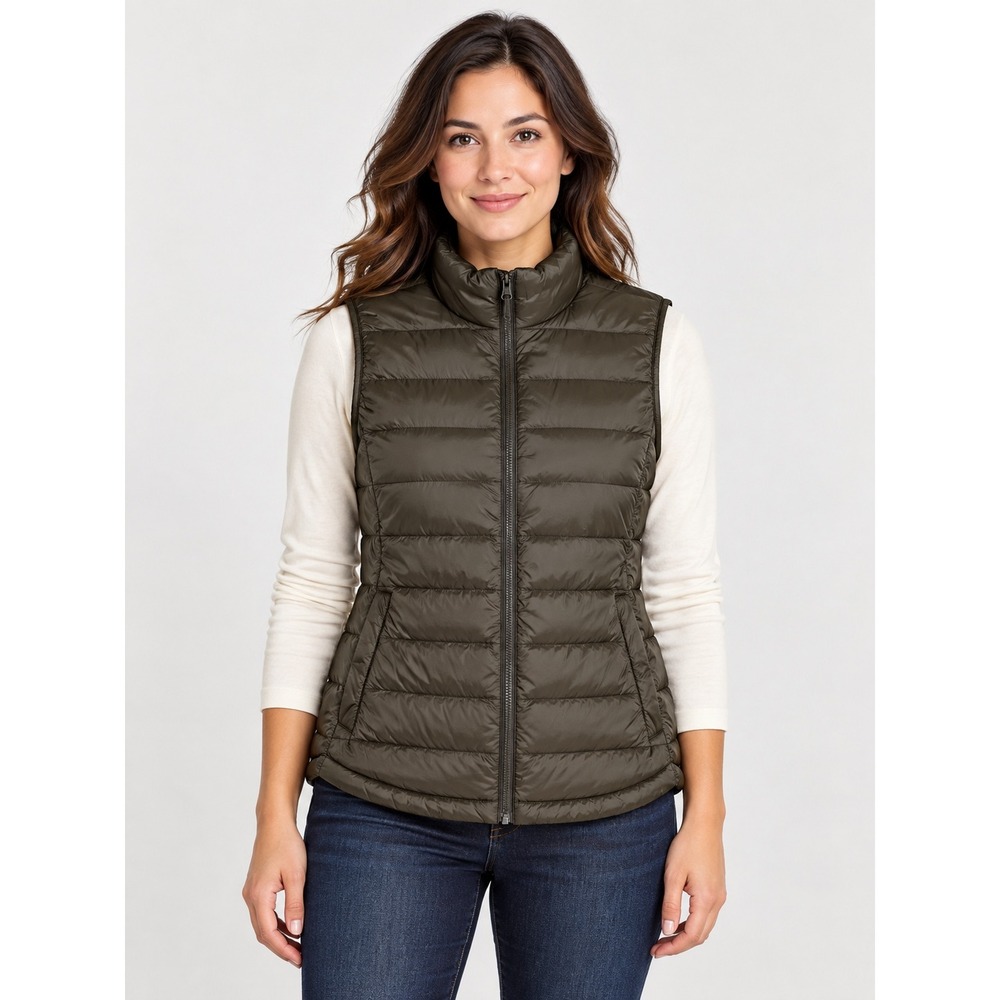 32 Degrees Heat Womens Lightweight Puffer Vest Olive Green Size L New